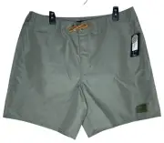Brixton Men’s Vintage Nylon Trunk Swim Shorts Green Unlined Drawstring Sz 36 NWT