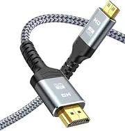 Mini HDMI to HDMI Cable 1.8M, Snowkids Mini HDMI to HDMI 2.0 Cord(4K 60Hz,2K 165Hz) Bi-Directional Mini HDMI Male,Nylon Braided, 18 Gbps, Support 3D/ARC/HDR/4K/Audio Return