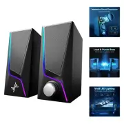 Computer Speakers, PC Speakers with 6 Lighting Modes, USB Powered Computer Sp...