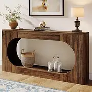 Tribesigns Console Table, 160cm Narrow Hallway Table with 2-Tier Storage Shelf, Wood Hall Table Behind Couch Table Entryway Table for Living Room, Rustic Brown