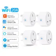 20A Tuya Smart Socket WiFi UK Plug Adapter Control With Energy Monitering Timer
