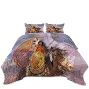 Brave Native American Warrior Eagle and Horse Coverlet