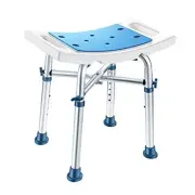 Adjustable Shower Chair - Nonslip Bath Stool with Padded Seat Holes for