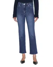 Frame Le Sleek Straight Fit High Rise Cropped Jeans in Thunderstorm