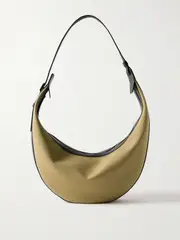 [KHAITE] KHAITE - Augustina Leather-trimmed Canvas Shoulder Bag - Beige - One size One size Neutrals