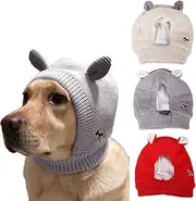 Treonca Quiet Ears for Dogs, Dog Ear Muffs Noise Protection, Pet Christmas Warm Caps Puppy Cat Hat with Ears for Medium to Large Dogs (Grey)
