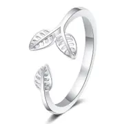 4PCS Copper Woman Fashion Jewelry Flower Shape Leaf Retro Simple Size Adjustable Ring