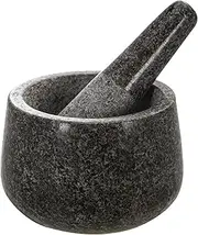 MasterPro Traditional Granite Mortar & Pestle| Crush and Grind Herbs, Spices, Salt, Nuts and Seeds| Black/White Speckle