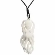 Bovine Bone Pendant 925 Silver Octopus Surfer Cord Necklace - 81stgeneration