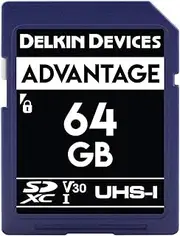 Delkin Devices 64GB Advantage SDXC Memory Card UHS-I (U3/V30) - High Speed SD Card 64GB for Cameras | Memory Cards for Cameras with 4K UHD, Full HD, Shock/Water/X-Ray Proof