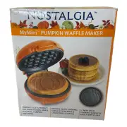 NEW Nostalgia My Mini Pumpkin Waffle Maker ~Compact Size~ Orange 5" Non Stick