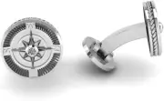 925 Sterling Silver Elegant 0.06 Carat Gemstone Men's Compass Cufflinks