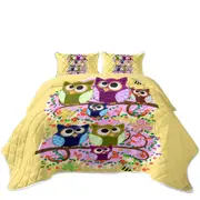 Children Cute Multi Colored Owls Coverlet