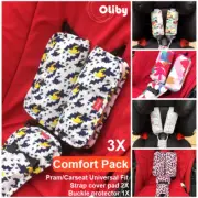 OLiby Pram/Stroller seat belt strap buckle cover shoulder pad pack 3X set cotton