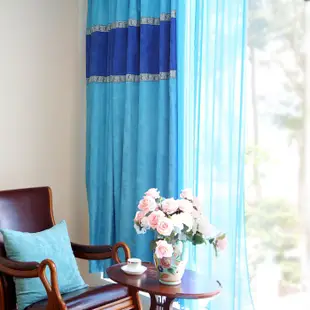 臥室遮光窗簾地中海藍色布藝遮陽窗簾成品客廳飄窗定制簡約厚窗簾居家精品系列