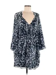 Diane Von Furstenberg Layered Fleurette Silk Dress Batwing Sleeve Leopard Tunic