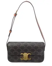 CELINE Claude Triomphe Canvas & Leather Shoulder Bag