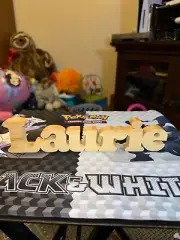 Laurie natural wood name cut-out decor homemade