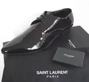 ️ SAINT LAURENT Paris Black Patent Leather "DEVON 25 DERBY" Shoes EU-46 US-13