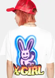 [x-Girl] Airbrushed Bunny Short Sleeve Graphic Tee
