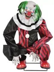 HALLOWEEN CROUCHING CLOWN CREEPY ANIMATED Laughing Haunted House Prop Decoration