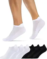 [Effeet] Short Running Socks Men Women 6 Pairs Sneaker Socks White Black Breathable Short Sports Socks Quick-Drying Lightweight Summer Socks for Jogging Running, 3 Black+3 White, 10-12 US