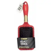 3 Pack Conair Velvet Touch Paddle Hair Brush, Red