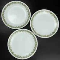 在飛比找有閑購物優惠-康寧 Corning綠色小花 強化玻璃 餐盤 平盤 三件一組