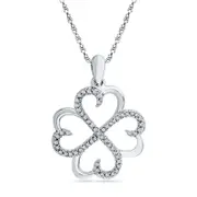 0.2 CT. T.W. Natural Diamond Four Leaf Clover Pendant in Sterling Silver