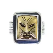 Tabra Bronze Cat Ring Set in Silver Size 6.5