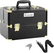 Embellir Makeup Case, Aluminium Lockable Beauty Cases Suitcase Make Up Large Organisers Storage Portable Toiletry Cosmetic Box Travel Indoor Outdoor, with 8 Dividers 4 Sliding Trays Multicoloured