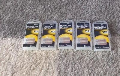 Duracell 312 Hearing Aid Battery Activair Zinc-Air Easy Tab 30 Mercury Free