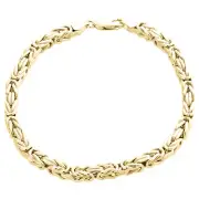 Mens Real 10K Yellow Gold Hollow Byzantine Box Link Weave Bracelet 4.85mm | 9"