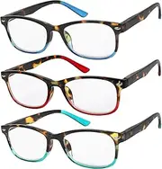 Reading Glasses Set of 3 Great Value Spring Hinge Readers Men and Women Glasses for Reading