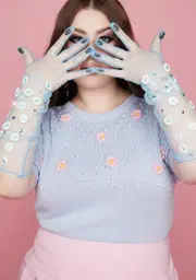 Azure Give A Little More Sheer Gloves