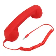 Retro Telephone Receiver Professional 3.5mm Plug Radiation Proof Wired Cellphone Handset for Smartphone PC Red