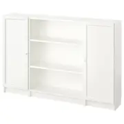 BILLY / OXBERG bookcase combination with doors, white, 160x106 cm