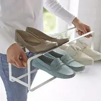 在飛比找樂天市場購物網優惠-日式簡易鐵藝可疊加拖鞋架浴室衛生間客廳省空間立體收納鞋架子