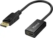 DisplayPort to HDMI Adapter Gold-Plated Display Port to HDMI Converter DP to HDMI Cord (Male to Female) Compatible with Computer Desktop Laptop PC Monitor Projector HDTV - Black