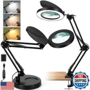 Veemagni 10X Magnifying Glass with Light and Stand, 2-in-1 LED Magnifying Des