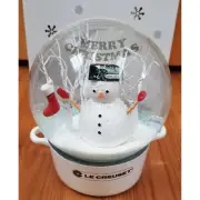 Le Creuset Christmas Snowdome Snow Globe Snowman White 2017 Edition Japan New