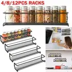 4/8pc Hanging Kitchen Shelf Spice Holder Wall-Mounted Cupboard Door Storage Rack
