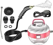 Handheld Steam Cleaner, 1500W Pressurized Steam Cleaning Machine with 6 Speeds, 3 Brush Heads, 1 Extension Rod, Portable High Pressure Steam Cleaner with 1L Water Tank & Anti-dry Burn Function(Pink)