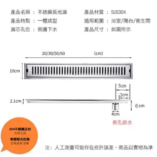 【美升】加長型側孔地板落水頭 20cm 地漏 集水槽(不銹鋼落水頭 排水口)