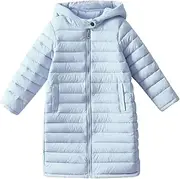 [LAVIQK] Boys Girls Long Lightweight Hooded Puffer Jacket Packable Autumn and Winter Long Down Coats