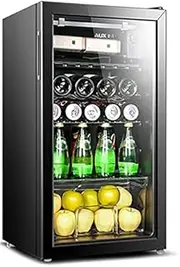 FREEZYMAN Two-Zone Wine Refrigerator, Domestic Independent Wine Cellar, Transparent Tempered Glass Door, Refrigerated and Frozen Beverage Ice Bar (Color : Black, Size : 45 * 45 * 83.1cm)
