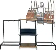 Guitar Stand, Multi-Function Guitar Stand for 6 Guitars with 3-Tier Storage Rack, Guitar Display Shelf, Universal Guitar Stand for Music, Studio, Acoustic Electric Guitar, Bass Guitar
