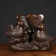 950g Ancient Chinese Handcrafted Brass Exquisite mandarin duck statues gift 105