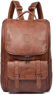 QWARVEL Vegan Faux Leather Laptop Backpack for Men Women, Fashion Laptop Bag, Travel Waterproof Backpack, Brown