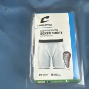 Champro Multi-Sport Youth Compression Boxer Short with Cup - White Youth Large
